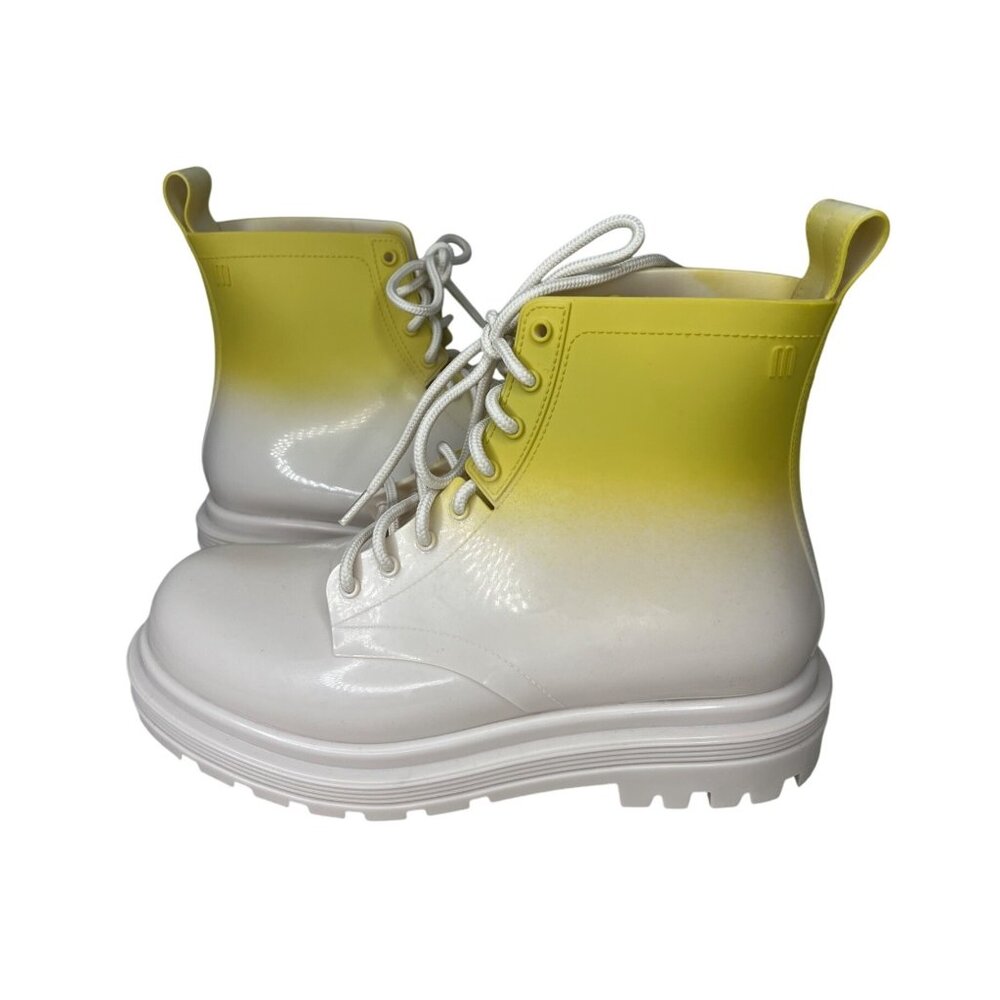 Melissa Womens Yellow Ombre Coturno Combat Boots Lace-Up Rubber Sole Size 6 - Picture 8 of 9